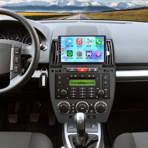 9 4+64G Android 14 Car Stereo for Land Rover Freelander 2 2007-2012 IPS Touch Screen 2 Din Car Radio Receiver w/Wireless Carplay Android Auto GPS Navigation Bluetooth Wifi BT SWC FM Backup Camera Mic