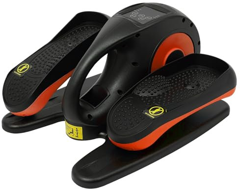 Mini Ellipsentrainer für Zuhause, Untertisch Elektrischer Ellipsentrainer mit Fernbedienung, Anti-Rutsch-Pedal, 5 Geschwindigkeiten, Crosstrainer für Senioren Erwachsene (Orange)