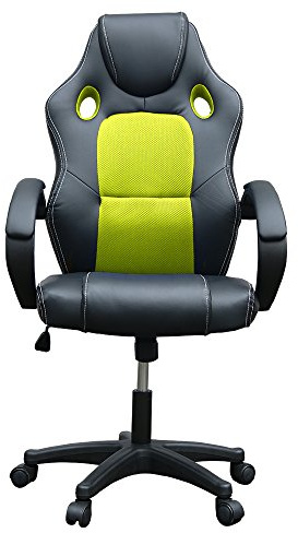 Panana Racing Gaming Computer Office Chair Sport Racing Armchair Executive Swivel Recliner Ergonomic with High Back Mesh Bucket Seat Armrest, PU Leather & Fabric Mesh Chair (Yellow)