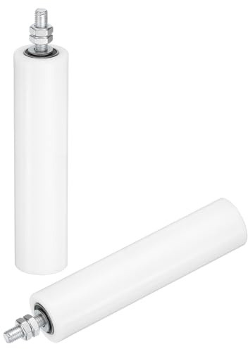 QUARKZMAN 2pcs Galet Guide pour Portail Coulissant 50x200mm, M12 Roulette Nylon Guide au Sol pour Porte Grange Coulissante, Roue Universel avec Roulement à Billes Scellé pour Portail, Blanc
