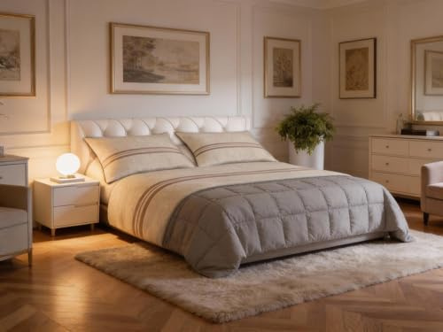 L'Emporio Casa Set Lenzuola in Flanella, Cotone Italiano 100% Pettinato, Anti-Pilling Varie Misure (Borbar Beige, Una piazza e mezzo)