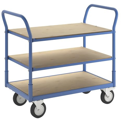 eurokraft Basic | Tischwagen Flex | Tragfähigkeit 300 kg, 3 Etagen