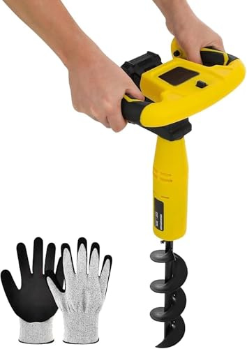 SUHBFNOL Cordless Earth Auger - Battery Powered 350W Post Hole Digger with 11.8x3 Drill Bit for Garden and Tree Planting