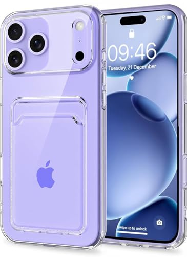 Case for iPhone 17 Pro Max Clear Liquid Silicone Card Holder Shockproof TPU | Designed for iPhone 17 Pro Max with built-in card holder for carrying your essential card securely