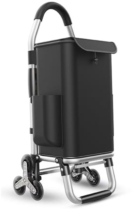 Carrello pieghevole per salire le scale a 6 ruote, leggero, nero per un facile trasporto, comodo shopping e navigazione delle scale senza sforzo