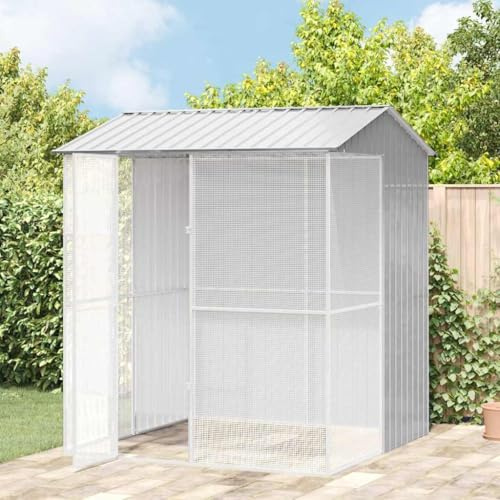Hommdiy Vogelkäfig Grau 215 x 210 x 247 cm Verzinkter Stahl