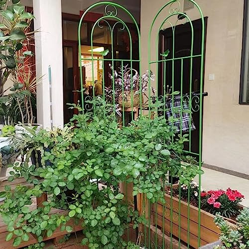 Garden Trellis Panel 200cm - Decorative Arched Fence for Climbing Plants, Perfect for Patio, Lawn, Yard, Backyard, Wall Mount (Color: Green)