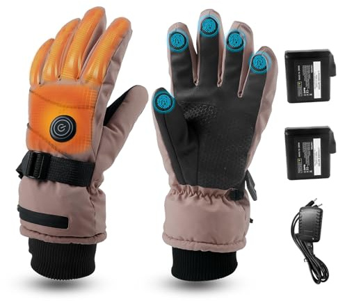 YWNYT Gants chauffants pour homme et femme, 7,4 V 5000 mAh, 3 niveaux de chaleur, gants chauffants électriques, imperméables pour écran tactile, gants chauffants pour cyclisme, ski, randonnée, chasse