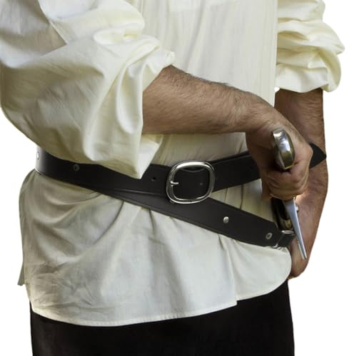 Lianxiaoou Vintage Ritter Schwert Gürtel Halter, Mittelalterliche Steampunk Leder Scheide Scheide Ausrüstung, Wikinger Kostüm Zubehör, Outdoor Fechten Bühne Requisiten,Schwarz