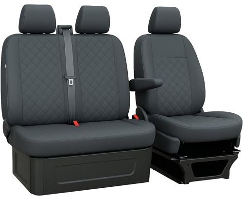 Saferide Autositzbezüge 2+1 Maß kompatibel mit Mercedes Vito W447 ab 14 Bus Schonbezüge Grau Sitzauflagen Schonbezug Sitzschutz