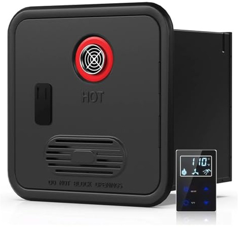 Camper Water Heater,55,000 Btu Rv Tankless Water Heater with Remote Control,On-Demand Instantaneous Hot Water System with 15 X 15 Door,for Rvs, Campers, and Travel Trailers(Black)