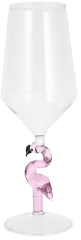 JOINPAYA Copa de Vino Rosa de Vidrio 500 Ml Tallo en Forma de Flamenco, Copa de Cóctel Reutilizable para Vino Tinto y Claro, Vasos Elegantes para Fiestas y Reuniones al Aire Libre