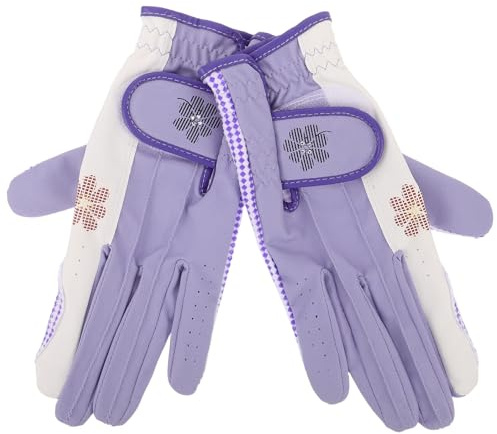 ELAYARD Guanti da Golf da Donna Traspiranti e Antiscivolo Guanti da Golf per Entrambe le Mani Taglia 20 per Sport All’aperto Presa Stabile e Vestibilità Flessibile Colore Viola