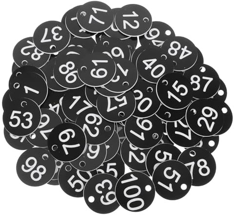 100 st Sturdy Plastic Number Plate Tags med hål för nyckel runt objekt Mark Garment Tag Chain Bagage Check Valve Desk för