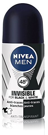 NIVEA MEN Déodorant Bille Invisible For Black & White Power (1 x 50 ml), déodorant homme anti-traces blanches et jaunes, anti-transpirant aisselles protection 72 h
