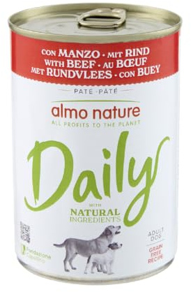 Almo Nature Daily, Alimento Umido per Cani Adulti con Manzo - 400g, Confezione da 24