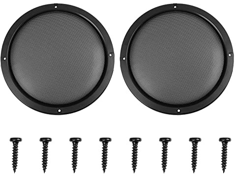 X AUTOHAUX Lot de 2 grilles de protection en maille pour haut-parleur de voiture - 20,3 cm - Noir