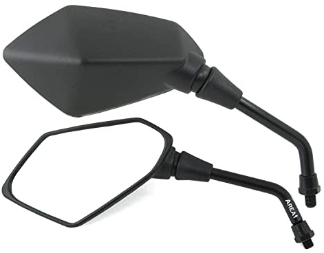 Area1 Motorrad Spiegel Paar E-geprüft, schwarz, M10 + M8 Adapter, kompatibel mit BMW Honda Kawasaki Duke SMC Yamaha Triumph Suzuki Ducati Husqvarna Beta Fantic Motor Brixton Derbi Benelli Aprilia