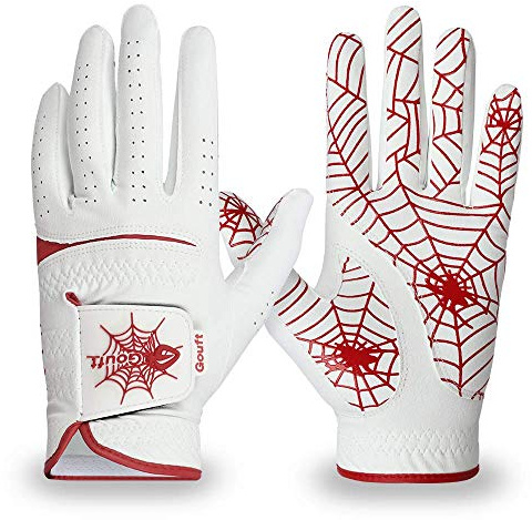 GOuft Premium Spider-Web Unisex Golf Gloves White Edition (Red/White, 18 (Left-Hand))