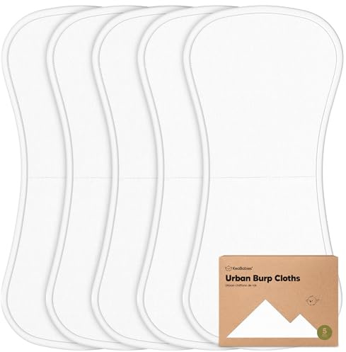 KeaBabies Bio Rülpstücher Baby Junge & Mädchen - 5er Pack Super Saugfähige Baumwoll-Spucktücher für Babys, Weiche & Plüsch Neugeborenen Mulltücher für Milch Spucken, 53cm x 25cm (Soft White)