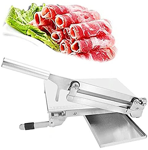XYEJL Cortafiambre Manual Máquina Acero Inoxidable Cortafiambre, Rebanadora De Doméstica,Espesor De Corte Ajustable,para Vegetal, Pez, Pollo, Filete, Hueso