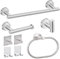 Linyoish 8 Piezas Juego baño Accesorios Acero Inoxidable Toallero,Sujetador Papel de baño,Anillo de Toalla,Gancho para Bata,Ganchos Adhesivos,Soportes Adhesivos para maquinillas de Afeitar (Plata)