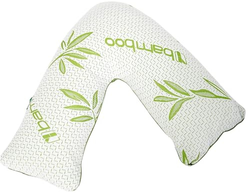 Bedding Home Memory Foam V Shape Pillow with Outer Bamboo Cover | Anti Allergy Nursing Bamboo Pillow | Breathable Triangular Pillows For Neck & Back Pain Relief