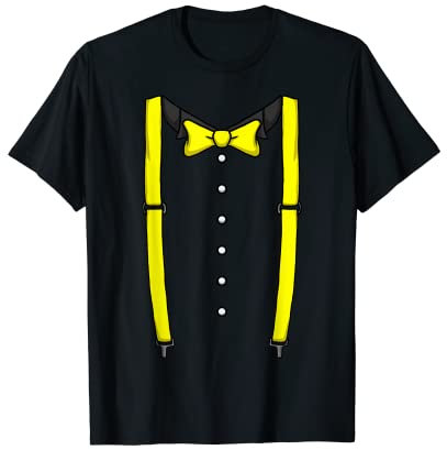 Gelbe Fliege Hosenträger Kummerbund Smoking Fliege T-Shirt