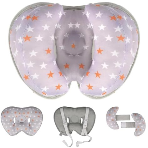 KAKIBLIN Almohada de apoyo para la cabeza y el cuello del bebé, almohada de apoyo para el cuello de plátano 2 en 1 para bebé, almohada de viaje para bebé en el cochecito para recién nacido, niño o