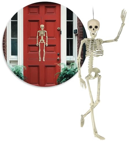 com-four® 60cm Deko Skelett für Halloween, XL-Skelett aus Kunststoff | Skelett mit beweglichen Gelenken - hoher Grusel-Faktor für Halloween