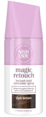 Nishlady Magic Retouch Dark Brown Instant Root Concealer Spray 100 ml - Spray De Color Semipermanente Para Cabello Castaño Oscuro