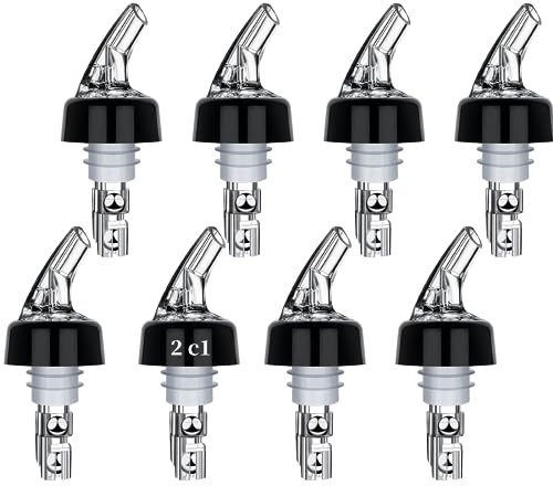 Yeelan 8 Stück 2 cl Flaschenausgießer Auto-Pour Ausgießer Dosierausgießer Bar Portionierer Spirituosen dosierhilfe Bottle Pour Spouts Shot Pourers Dispenser for Home Bar Wein Cocktailspender