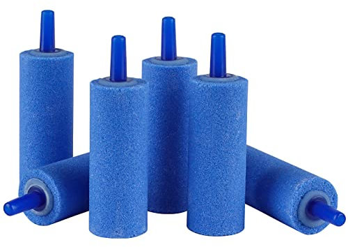 Pawfly Aquarium 5cm Luftstein Zylinder Blau Blase Diffusor Release Tool für Nano Luftpumpen Kleine Fischbecken Eimer und DWC Reservoirs, 6 Pack