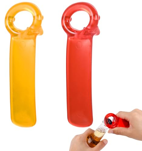 2St Glasöffner Manuell, Mühelos Bieröffner Deckelöffner für Schraubgläser, für Ältere Menschen, Kinder, Frauen, Schwache Hände (Orange, Rot)