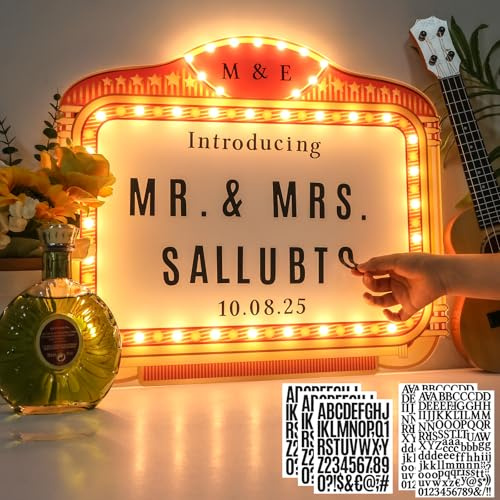 22IN Large Wedding Bottle Service Sign, Personalized Wedding Entrance Props Led Marquee Sign for Reception, Custom Light up Marquee Sign for Bridal Engagement Anniversary Nightclub Gift