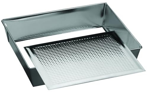 Backblech Backform Backofenform mit Hebeboden Kuchenform Stahl verzinkt Blechkuchen Ofenblech Silber 36 x 24,5 x 6 cm