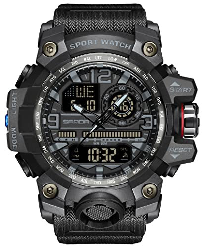 findtime Men's Military Watch Sports Waterproof Watches Tactical Army Outdoor Wrist Watch Digital Analogue Wristwatch with LED Luminous Alarm Stopwatch Timer Day Date