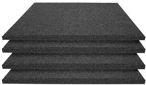 TOPRUBBER® 4X Fallschutzplatten 50x50x2 cm Schwarz Gummiplatten Spielplatzmatten