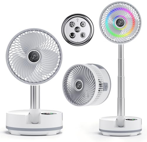 Astaowl Portable Foldable Fan, 20000mAh Rechargeable Standing Fan,USB Desk Fan,4 Speed,Battery Operated,Remote Controller,Quiet Telescopic (A10S)