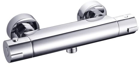 Sumeber Grifo de ducha con termostato, termostato de superficie, grifo mezclador de ducha con 2 salidas, BSP superior de 26,4 mm + BSP inferior de 21 mm (21 mm), grifo de ducha con botón de seguridad