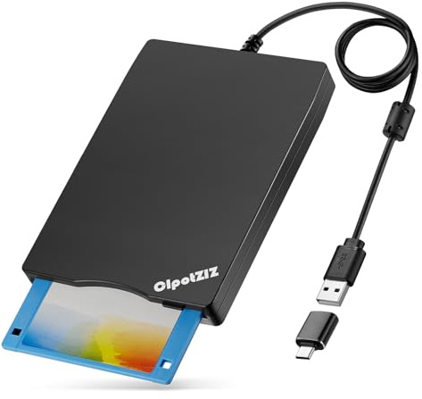 CIpotZIZ Floppy Disk Reader 3.5 inch External USB A&C Floppy Disc Drive 3 1/2 Floppy Disk Drive/Converter/Player/Reader/Transfer for Laptop Desktop PC Compatible with Windows 11/10 (Frosted Texture)
