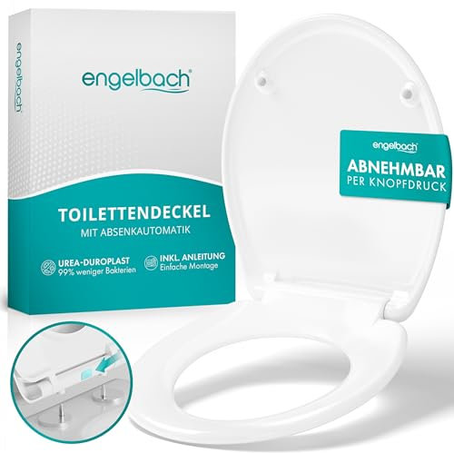 Engelbach® Toilettendeckel mit Absenkautomatik (Einfache Montage) Antibakteriell dank Urea-Duroplast | Quick-Release-Funktion | Klodeckel, Klobrille, WC Sitz - oval