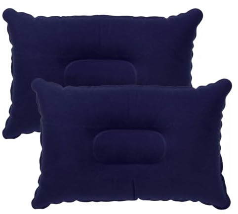 GXGM 2 Stück 34 * 22CM Kissen aufblasbar,nackenkissen aufblasbar,Aufblasbares kopfkissen,Aufblasbares Kissen Camping Reisekissen Luftkissen Kopfkissen, Nackenkissen Strandkissen（Dunkelblau）