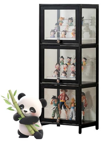 Ddasam Glas Acryl vitrine, setzkasten mit Scheibe, Vitrine für Sammlerstücke, Wohnzimmerschrank, durchsichtige Vitrine für Wohnzimmer und Büro Schwarz106×30×33cm,Vitrine mit 3 Fächern