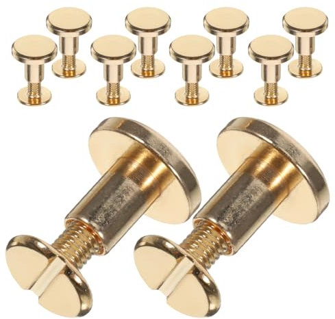 Operitacx 10piezas Tornillo Del Libro De Cuentas Tornillos De Encuadernación Para Marroquinería Remaches Redondos Planos Para Reparación De Cinturones Suministros De Cuero