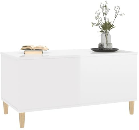 HEFZGDB Couchtisch Hochglanz-Weiß 90x44,5x45 cm Holzwerkstoff Blumentisch Couchtisch Klein Couch Tisch Wohnzimmer Coffe Table für Tagungsraum Innenhof Wohnzimmer Café