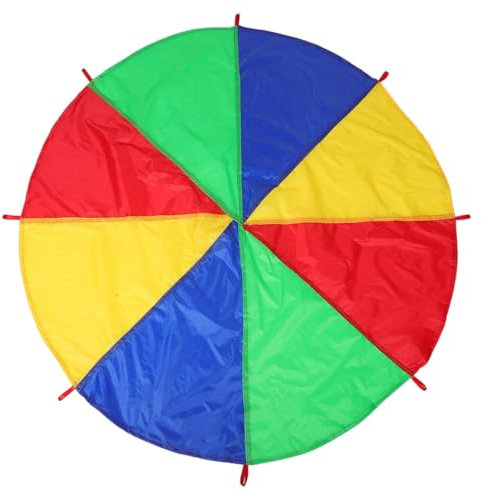 Abaodam Regenbogenschirm Für Junge Mädchen Mehrfarbiger Gruppen-Regenschirm Mit Griffen Kooperatives Regenschirmspielzeug Für Sensorisches Training Und Outdoor-Spiele