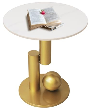 Cre Cra Runder Metall-Beistelltisch mit Marmorplatte, Sofa-Tisch für Wohnzimmer und Schlafzimmer