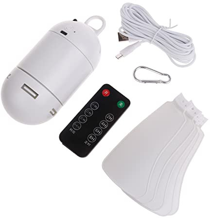 ZIDDAR Ventilateur de plafond USB 26,9 cm 4000 mAh 2/4/6/8 heures de synchronisation et télécommande avec crochet pour tente de camping dortoir