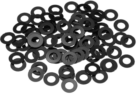 QUARKZMAN 120 Stück Runde Unterlegscheiben M3 x 6 x 0,5 mm, Nylon Kunststoff Dichtscheiben Schwarz Beilagscheiben Set, O Ring Flache Dichtungsringe für Schrauben Muttern Gewindestange
